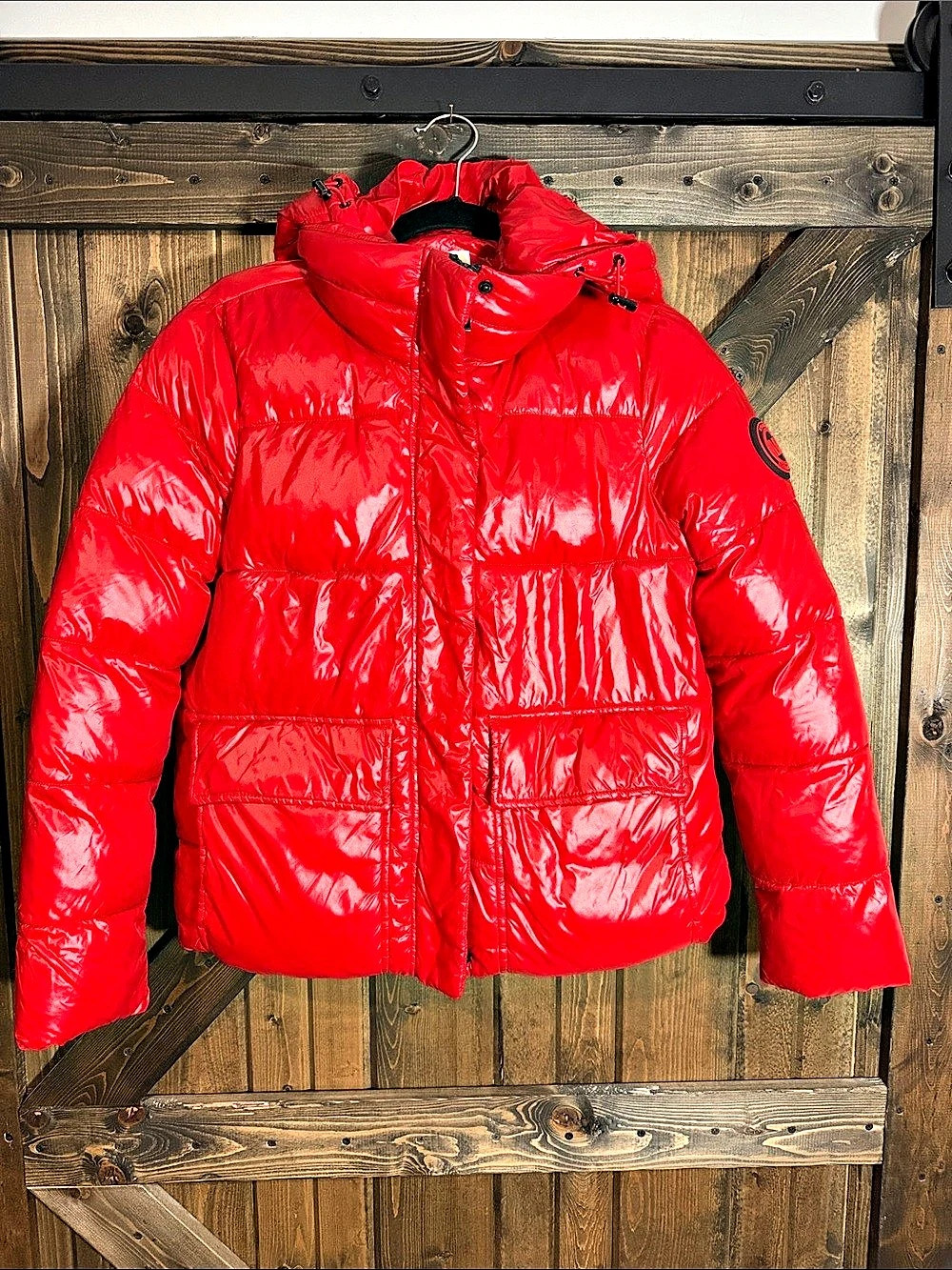 Michael Kors Red Puffer Jacket Size Medium Like New